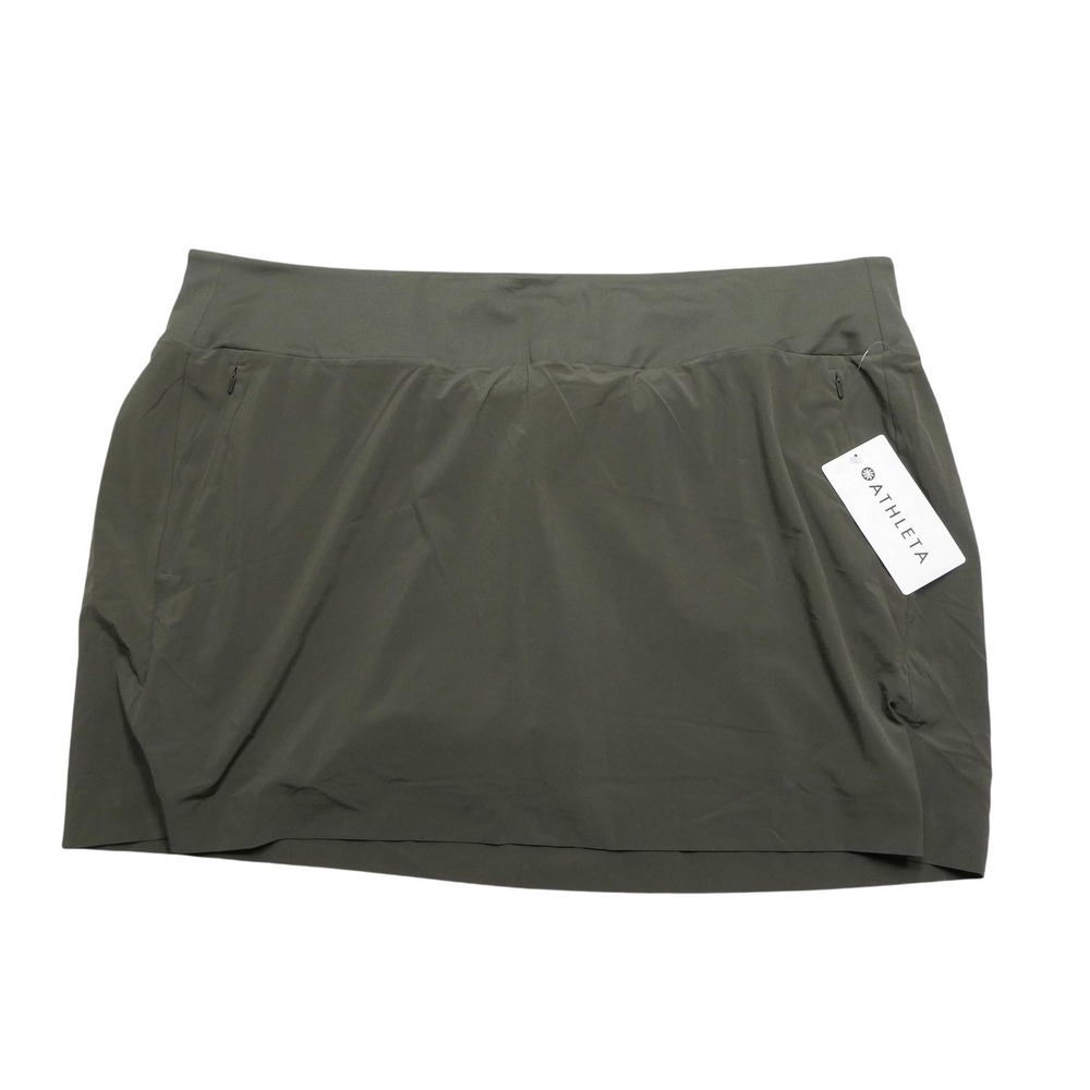 Athleta Soho Skort Womens 24 Green Featherweight Stretch Built In Shorts UPF